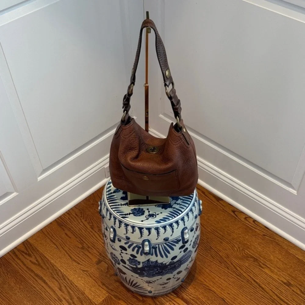 Vintage Coach Chelsea brown pebbled leather turn-lock hobo 